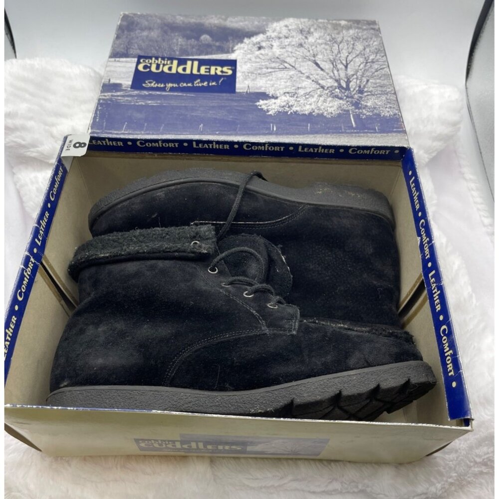 Cobbie Cuddlers Womens Ankle Boots Size 8W Black Suede Leather Booties - Picture 9 of 11